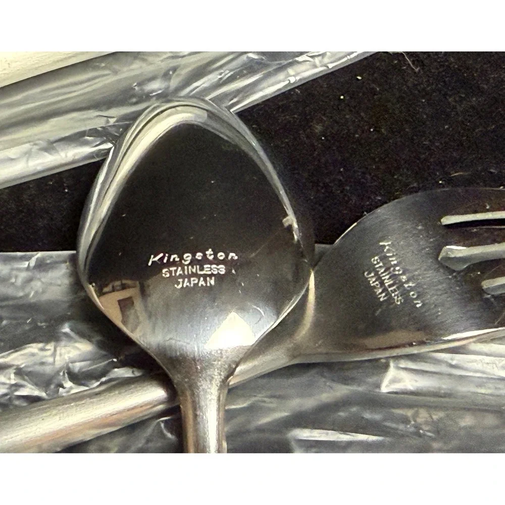 Kingston Stainless Japan-Flatware 3pc Set, Black Handle Knife Fork Spoon, NEW